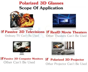 VSKEY 6pcs Pasívne Polarizované 3D Okuliare Pre Pasívne 3D Televízory TV RealD Filmy, Domáce Kino, Divadlo Systém