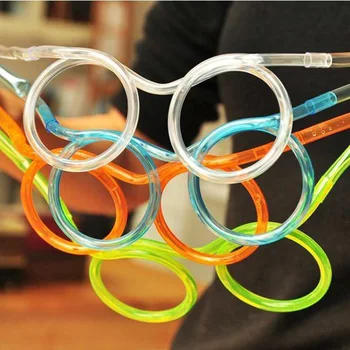 Vtipné mäkké plastové slamy okuliare flexibilné pitnej hračky strany vtip trubice nástroje deti dieťa narodeniny, hračky, Darčekové DIY Bar Príslušenstvo