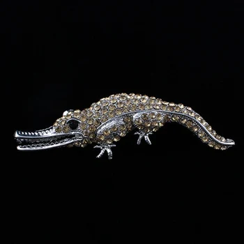 Vyhlásenie krokodíla zvierat Brošňa pre pánske módne Šperky Biela Drahokamu Crystal Hidžáb Kolíky a Scarfs Klip mužov broches
