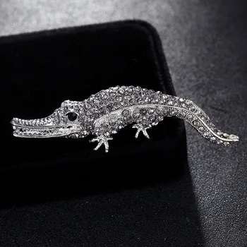 Vyhlásenie krokodíla zvierat Brošňa pre pánske módne Šperky Biela Drahokamu Crystal Hidžáb Kolíky a Scarfs Klip mužov broches