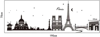 Vymeniteľné Paríž Noc Domova Samolepky Na Stenu Pre Obývacia Izba Decoracion Porovnanie Pegatinas Budovy Plagát