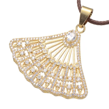 Vysoko kvalitnej medi s AAA Rakúskej cubic zirconia crystal vejárovité veľký prívesok pre ženy náhrdelník robiť strany šperky