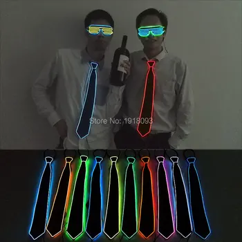 Vysoko kvalitné 10 Farba k Dispozícii Svetelná EL Kravata LED Pásy kravatu Neon Kravatu rozsvieti Batérie Mužov je Svadobný Dar
