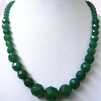 Vysoko kvalitné 6-14 mm tvárou kolo prírodný zelený kameň chalcedony jades korálky náhrdelník veľkoobchodná cena ženy šperky 18-palcové GE1138