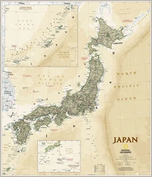 Vysoko Kvalitné Bavlnené Plátno Mapu Starého Japonska, National Geographic Magazine Verziu, Frameless Obrazy pre Home/Office Dekor