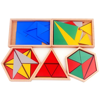 Vysoko Kvalitné Drevené Montessori Materiálmi, Hračky, Konštruktívne Pravouhlých Trojuholníkov Pentagon 5 Stanovuje Začiatku Predškolského Vzdelávania