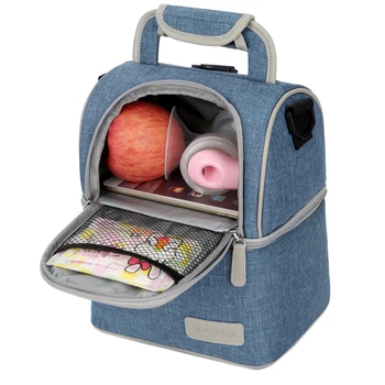 Vysoko Kvalitné Dvojvrstvové Módne Prenosné Obed Taška Potraviny, ktoré sú Chladnejšie Piknik Tašky pre Ženy Tepelnej Lunch Box Deti Mlieko Taška 3 Farby