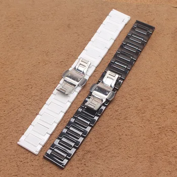Vysoko kvalitné Keramické Čierna Biela watchbands popruh náramok kapela ženy muži 14 mm 16 mm 18 mm 20 mm keramické hodinky kapela leštené pevné