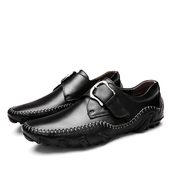 Vysoko kvalitné Ručné Mužov Príčinné Topánky Originálne Kožené topánky Mužov bytov Pošmyknúť Na Vonkajšie Mužov Topánky