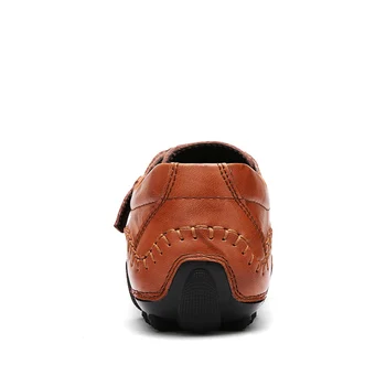 Vysoko kvalitné Ručné Mužov Príčinné Topánky Originálne Kožené topánky Mužov bytov Pošmyknúť Na Vonkajšie Mužov Topánky