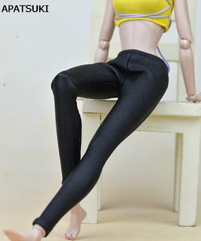 Vysoko Kvalitné Ručné Čierne Elastické Kožené Nohavice Nohavice Nohavice Pre Bábiku Barbie Oblečenie, Módne Oblečenie Pre 1/6 Bábiky