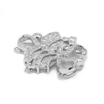 Vysoko Kvalitné Šperky Príslušenstvo 925 Sterling Silver Zirkón Kameň 3 Riadky Strapce Náhrdelník s Príveskom, Konektory SLJQ-CZ017
