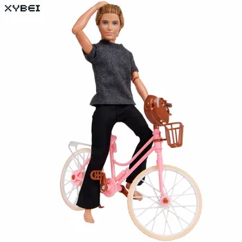 Vysoko Kvalitného Plastu, Požičovňa Módne Ružová Odnímateľný Bike + Kôš + Prilba Vonkajšie Hračka Bábika Barbie Príslušenstvo Deti Darčeky