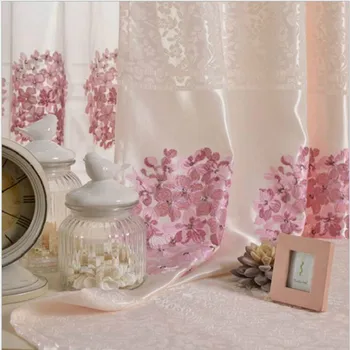 Vysoko kvalitný polyester tkaniny, záclony/tylu,ružová, vyšívané svadobné spálne okno obrazovka,Čínsky klasické závesy pre domáce