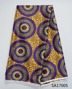 Vysoko kvalitný satén stretch tkaniny 5 metrov/veľa nových módnych afriky vosk vzor dizajn Elastické saténové, hodvábne tkaniny pre šaty SA17005