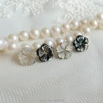 ( Vysoká Kvalita ) 10 MM 10Pcs Čisté Prírodné Black Pearl Shell Kvetinové Kúzlo, Šperky, Perly