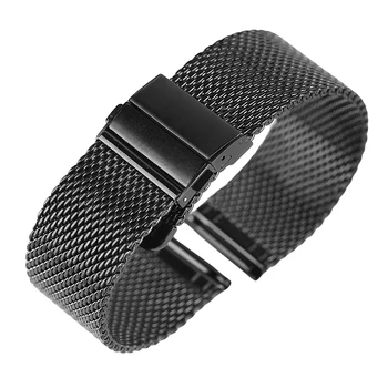 Vysoká Kvalita 18 mm 20 mm 22 mm Náramok Módne Silver Black Unisex Náramkové Hodinky z Nerezovej Ocele Oka Kapela Popruh Milanese Watchband