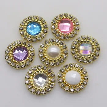 Vysoká kvalita 2017 Nové 18 MM lvory crystal pearl tlačidlo zlatý kov Drahokamu tlačidlo DIY oblečenie Pozvanie Svadobné Dekorácie