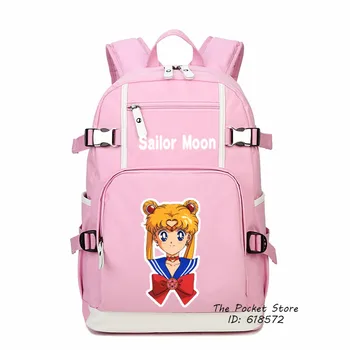 Vysoká Kvalita 2018 Sailor Moon Tlač Batoh Kawaii Školské Tašky Luna Mačka Ženy Tašky Mochila Feminina Plátno Prenosný Počítač Batoh