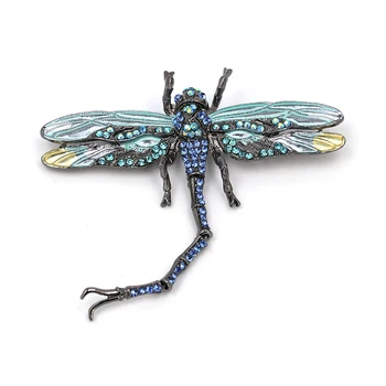 Vysoká Kvalita Crystal Dragonfly Brošňa pre Ženy, Dievča, Zelená Šperky Šatku Preklopke Kolíky Brošňa Starožitné Doplnky O2202-1