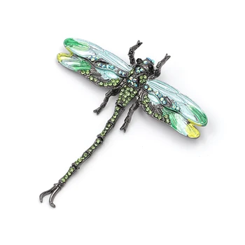 Vysoká Kvalita Crystal Dragonfly Brošňa pre Ženy, Dievča, Zelená Šperky Šatku Preklopke Kolíky Brošňa Starožitné Doplnky O2202-1