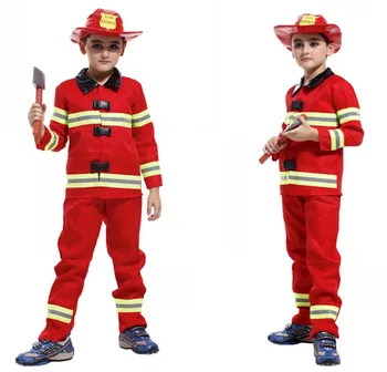 Vysoká kvalita!!Hasič chlapci hrať fáze Halloween kostýmy deti oblečenie hasičov hasičov Deti darčeky
