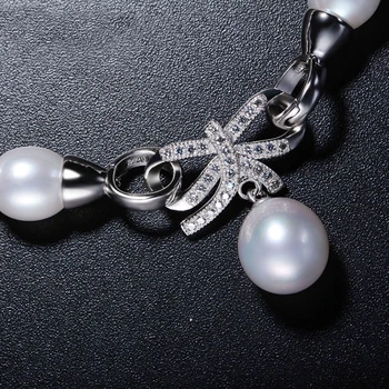 Vysoká kvalita naozaj Prírodné sladkovodné perly Náramok Kúzlo Náramok Bowknot Šperky, perly Náramok Pre Ženy svadobný dar