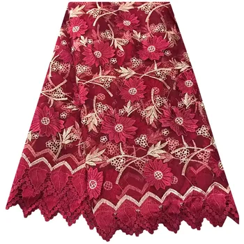 Vysoká Kvalita Nigérijský 3D Svadobné Čipky Textílie Fialová Najnovšie Afriky Šnúrky 2018 francúzsky Čistý Čipky Textílie S Krásny Kvet Pre Šaty