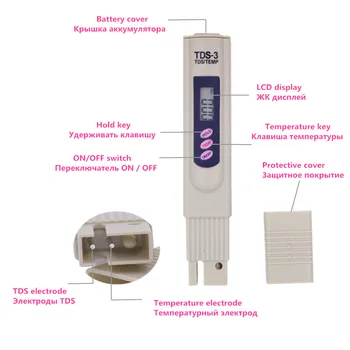 Vysoká Kvalita TDS Meter Filter Stick Vody Čistota Pero LCD Digitálny TDS3 Temp PPM Tester 8%ZĽAVA