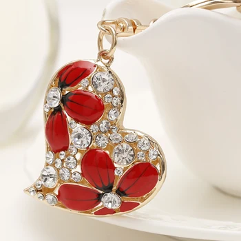 Vysoká Kvalita Čaro Lásky Srdce Keychain Crystal Keyring Ženy Kabelka Prívesok Keyfobs Módne Tvorivé Šperky Milenca Darček R169