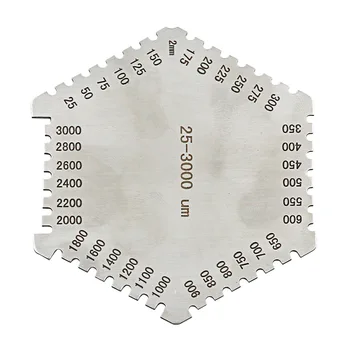 Vysoká presnosť hexagon nehrdzavejúcej ocele Mokrého filmu hrebeň 25-3000um hrúbka mokrého filmu rozchod