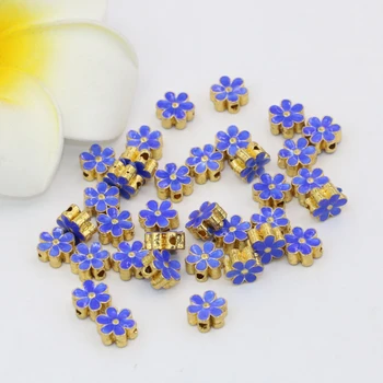 Vysoký stupeň 7mm krásny kvet modré smalt cloisonne dištančné korálky 10pcs diy náramky/náhrdelníky príslušenstvo šperky findingsB2501