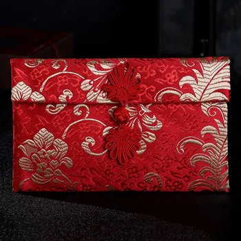 Vysoký Stupeň Nádherné Kvetinové Červené Obálky Jedinečné Kreatívne Svadobné Červená Vreckový Luxusné Kvetinové Desať Tisíc Dolárov Peniaze Vrecku