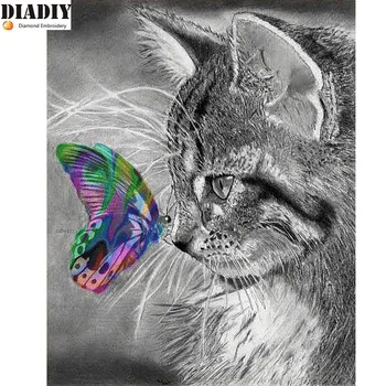 Vyšívanie 3D diamond výšivky plná živice diamond s obrázkom domova mozaiky diy diamond maľovanie mačka