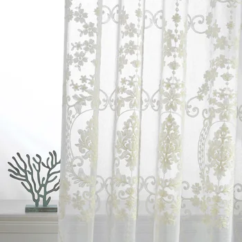 Vyšívané priesvitné záclony Európskej Palác Vzory Béžová Okno tylu Domova Kvetinový vzor, Luxusný Voile záclony