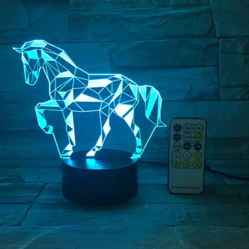 Vzdialené Alebo Dotykový Spínač, Akrylových 3D Stereo Vision Lampa Kôň Interiérové Dekoratívne Lampy 7 Zmena Farby Dotyk Spálňa, Nočné Lampy