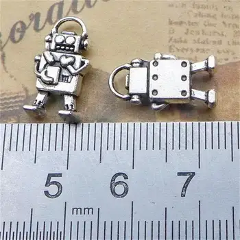 VÄČŠINU 30 Zliatiny Zinku Mini Robot, Kúzla Antique Silver Tone Nickle Zadarmo Šperky Dodanie 17*19,5 mm 1,5 g