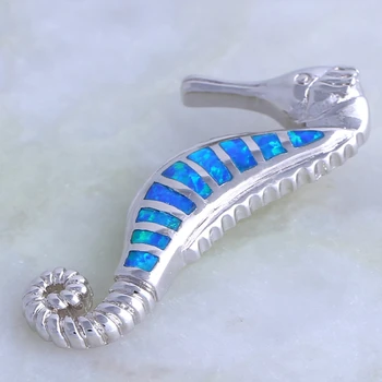 Výročie Darček Sea horse Blue Fire Opal strieborné šperky, náhrdelníky prívesok pre ženy Veľkoobchod Maloobchod P166