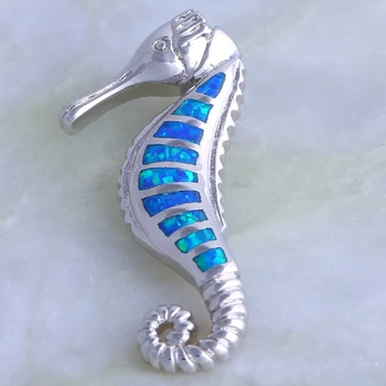 Výročie Darček Sea horse Blue Fire Opal strieborné šperky, náhrdelníky prívesok pre ženy Veľkoobchod Maloobchod P166