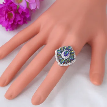 Výročie Krúžok pre Ženy Rainbow Mystic Crystal Silver Pečiatkou Módne Šperky Prstene USA Veľkosť #6#7#8#9#10 JR2112A