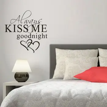 Vždy Kiss Me Dobrú Noc Stenu, Nálepky Citácie Vymeniteľné Dieťa Stenu Odtlačkový Spálňa Vinilos Paredes Samolepky Na Stenu Pre Deti Izba D718