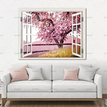 Wall Art Picturer vytlačí sa na Stromy za Oknom domova Plátno na maľovanie na Stenu plagát, dekorácie pre obývacia izba č rám