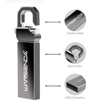Wansenda nehrdzavejúcej ocele kovové USB Flash Disky reálne možnosti Pendrives U stick 32 GB, 16 GB 8 GB 4 GB USB 2.0 pero jednotky