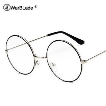 WarBLade Okrúhle Okuliare Jasný Objektív Unisex Zlato Kovový Rám Okuliarov Rám Optickej Muži Ženy Lupa 