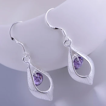 Waterdrop purple stone strieborné pozlátené náušnice 925 šperky pre ženy strieborné náušnice LQ-E207 TLJGHGHB