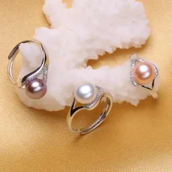 WATTENS Módne pearl šperky, doplnky, Prírodné Sladkovodné perly krúžok pre ženy darček, 925 sterling silver ring, snubné prstene