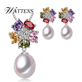 WATTENS Pearl Šperky set, Prírodných sladkovodných perál šperky, darčeky pre ženy, náhrdelník náhrdelník & náušnice nové,svadobné udalosti