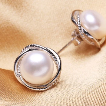 WATTENS Prírodné Pearl náušnice, Perla Šperky so 925 Sterling Silver stud náušnice,Módne náušnice pre ženy darček k narodeninám