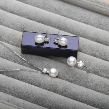 WATTENS Sladkovodné Kvet Pearl Šperky Sady,Fialová Biela Čierna Perla Sady,elegantné Penants&Náhrdelník&Náušnice&Prstene pre ženy