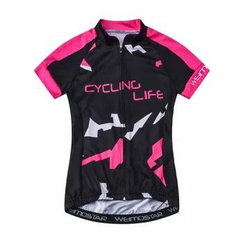 Weimostar Ženy Polyester Mládež Cyklistické Oblečenie pro team Cyklistický Dres Top Racing Bike Jersey mtb Cyklistické Oblečenie Čierna, ružová